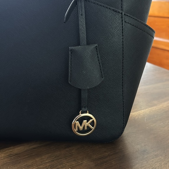 Michael Kors Black and Gold Tote with Chain Accents - Picture 9 of 11